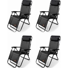 Kılıçaslan Camp Madfox 4'lü Easyrest Katlanır Şezlong Sandalye Siyah
