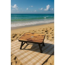 OfisDS 5 Adet- Ahşap Desen Portatikam F Plastik Katlanabilir Sehpa, Kamp Piknik Masası, Piknik Sehpası