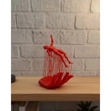 Egecen 3D El Formlu Insan Figürü Kırmızı Soyut Tasarım Dekoratif Biblo 12X18 cm - EC001Z-55UU80