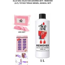 Ellea Nail Profesyonel Kalıcı Oje Sökücü Remover 1 Litre ve Tüy Bırakmayan Tırnak Pedi 1000'LI ve Mandal Seti