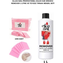Ellea Nail Profesyonel Kalıcı Oje Sökücü Remover 1 Litre ve Tüy Bırakmayan Tırnak Pedi 1000'LI Set
