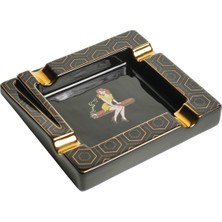 Firebird Cigar Lady Siyah-Gold Dörtlü Porselen Puro Küllüğü