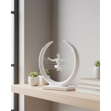 Egecen 3D Zen Heykeli Beyaz Ay Içinde Meditasyon Figürü Dekoratif Obje - EC001Z-55UU35