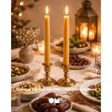 OM Rituals Ramazan Sofraları Için %100 Doğal Balmumu Mum-2'li Şamdan
