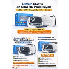 Lensun New 15 4K Ultra Hd Projeksiyon – Android Tv, Netflix, Wifi – Sıfır Ürün + Taşıma Çantalı