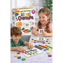 Feyza Design Renkli Ahşap Çubuklar ve Pul Eşleştirme Oyunu - Eğitici Set