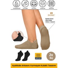 Feyza Design Unisex Konfor Modeli Bej Kaymaz Taban Pilates ve Yoga Çorabı