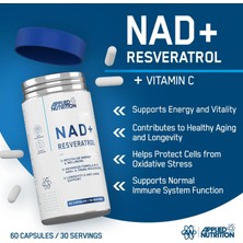 Applied Nutrition Nad+ Trans-Resveratrol Cellular Energy Antioxidant Support & Daily Wellness Formula 60 Caps