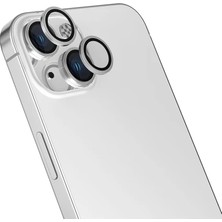 Yapax iPhone 13 Uyumlu Çerçeveli Kamera Gümüş Lens Koruyucu