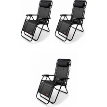 Kılıçaslan Camp Madfox 3'lü Easyrest Katlanır Şezlong Sandalye Siyah
