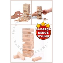 Feyza Design 54 Parça Denge Ahşap Oyunu - Çocuk ve Yetişkinler Için Eğitici Kutu Oyunu