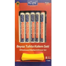 Kraf 8 Parça Beyaz Tahta Kalemi & Silgi Set 778 gr Renkli Keçeli Kalemler ile Yüksek Kalite
