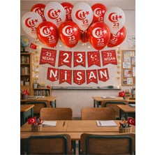 Pairla 23 Nisan Okul Anaokulu Süslemeleri 3 Metre Led, 23 Nisan Balonu Seti Balon Bandı 23 Nisan Bayrağı