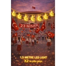 Pairla 1,5 Metre 1 Yıldız 1 Ay Led, 23 Nisan Süsleri 23 Nisan Okul Anaokulu Süslemeleri