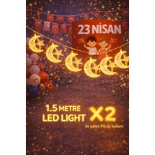 Pairla 1,5 Metre 1 Yıldız 1 Ay Led, 23 Nisan Süsleri 23 Nisan Okul Anaokulu Süslemeleri