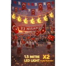 Pairla 1,5 Metre 1 Yıldız 1 Ay Led, 23 Nisan Süsleri 23 Nisan Okul Anaokulu Süslemeleri
