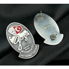 kuyumcudan Gazi Yaka Rozeti - 925 Ayar Gümüş Kişiye Özel Yaka Rozeti