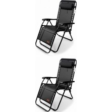 Kılıçaslan Camp Madfox 2'li Easyrest Katlanır Şezlong Sandalye Siyah