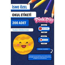 Isim Yazılabilir Sevimli Gezegenler Temalı Okul Etiketi – Kalem & Defter Için 200 Adet