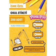 Isim Yazılabilir Iş Makineleri Temalı Okul Etiketi – Kalem & Defter Için 200 Adet