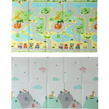 Coolmats 200X130X1 cm Yeşil Parkur - Bulutlar Dağlar Katlanabilir Oyun Matı