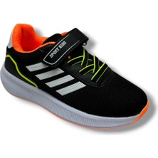 Lafonten 755-26 Anorak Deri Anatomik Cırtlı Çocuk Sneaker Siyah Beyaz Turuncu 31-35