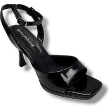 Erbay 603-26 Rugan Deri Tek Bant Topuklu Kadın Sandalet (10CM)