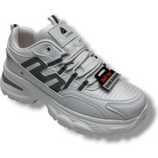 Cakgo 2286-26 Anorak Deri Anatomik Kadın Sneaker Beyaz Gümüş
