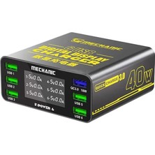 Mechanic F-Power 6 Serisi 6 Port Qc3.0 40W LCD Göstergeli Çoklu USB Şarj Istasyonu
