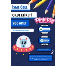 Isim Yazılabilir Sevimli Uzaylılar Temalı Okul Etiketi – Kalem & Defter Için 200 Adet