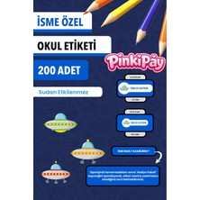 Isim Yazılabilir Uzay Gemisi Temalı Okul Etiketi – Kalem & Defter Için 200 Adet