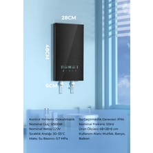 Robo Merkezi Sistem Dijital Akıllı Şofben Büyük Boy Siyah 12500W Banyo ve Mutfakta Aynı Anda Sıcak Su