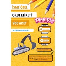 Isim Yazılabilir Iş Makineleri Temalı Okul Etiketi – Kalem & Defter Için 200 Adet (Figür 1)