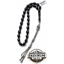 Benko Tesbih Erzurum Oltu Taşı,gümüş PÜSKÜL.(7.10MMX10.5MM)TAŞ Çapı