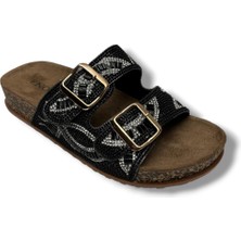 Enova Z183-26 Anatomik Taban Taşlı Çift Tokalı Kadın Terlik