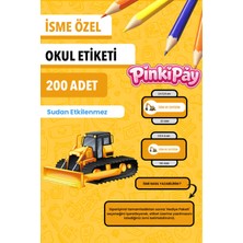 Isim Yazılabilir Iş Makineleri Temalı Okul Etiketi Kalem & Defter Için 200 Adet (Farklı Figür 1)