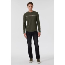 Lee Cooper Jason Erkek %100 Pamuk Bisiklet Yaka Uzun Kol T-Shirt Haki
