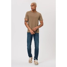 Lee Cooper Gael Erkek %100 Pamuk O Yaka T-Shirt Koyu Bej