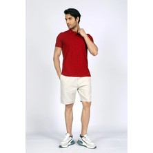 Lee Cooper Newandy Erkek %100 Pamuk Polo Yaka T-Shirt Koyu Kırmızı