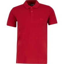 Lee Cooper Twins Erkek %100 Pamuk Polo Yaka T-Shirt Koyu Kırmızı