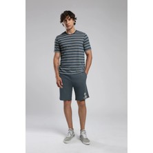 Lee Cooper Jevon Erkek O Yaka T-Shirt İndigo-Ekru Çizgili