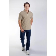 Lee Cooper Tylen Erkek %100 Pamuk Polo Yaka T-Shirt Koyu Bej