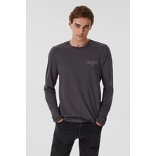 Lee Cooper Renzo Erkek %100 Pamuk O Yaka Uzun Kol T-Shirt Antrasit