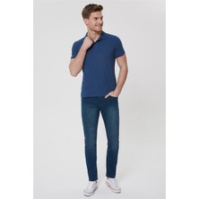Lee Cooper Polite Erkek %100 Pamuk Polo Yaka T-Shirt İndigo
