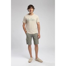 Lee Cooper New Drawing Erkek %100 Pamuk O Yaka T-Shirt Bej