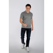 Lee Cooper Sace Erkek %100 Pamuk Pike Polo Yaka T-Shirt Koyu Gri Melanj