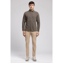Lee Cooper Doyle Erkek %100 Pamuk Dokuma Gömlek Kahverengi