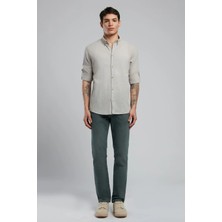 Lee Cooper Darell Erkek %100 Pamuk Uzun Kol Dokuma Gömlek Gri