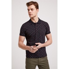 Lee Cooper Paper Erkek %100 Pamuk Baskılı Polo Yaka T-Shirt Siyah