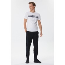 Lee Cooper Evans Erkek %100 Pamuk Bisiklet Yaka T-Shirt Beyaz